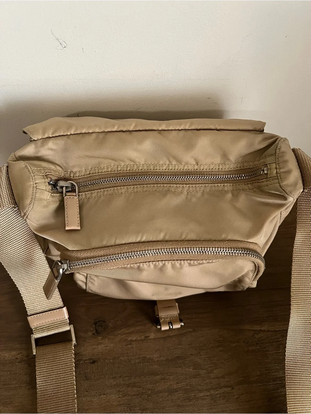 Prada Tan Nylon Messenger Bag with Adjustable Strap
